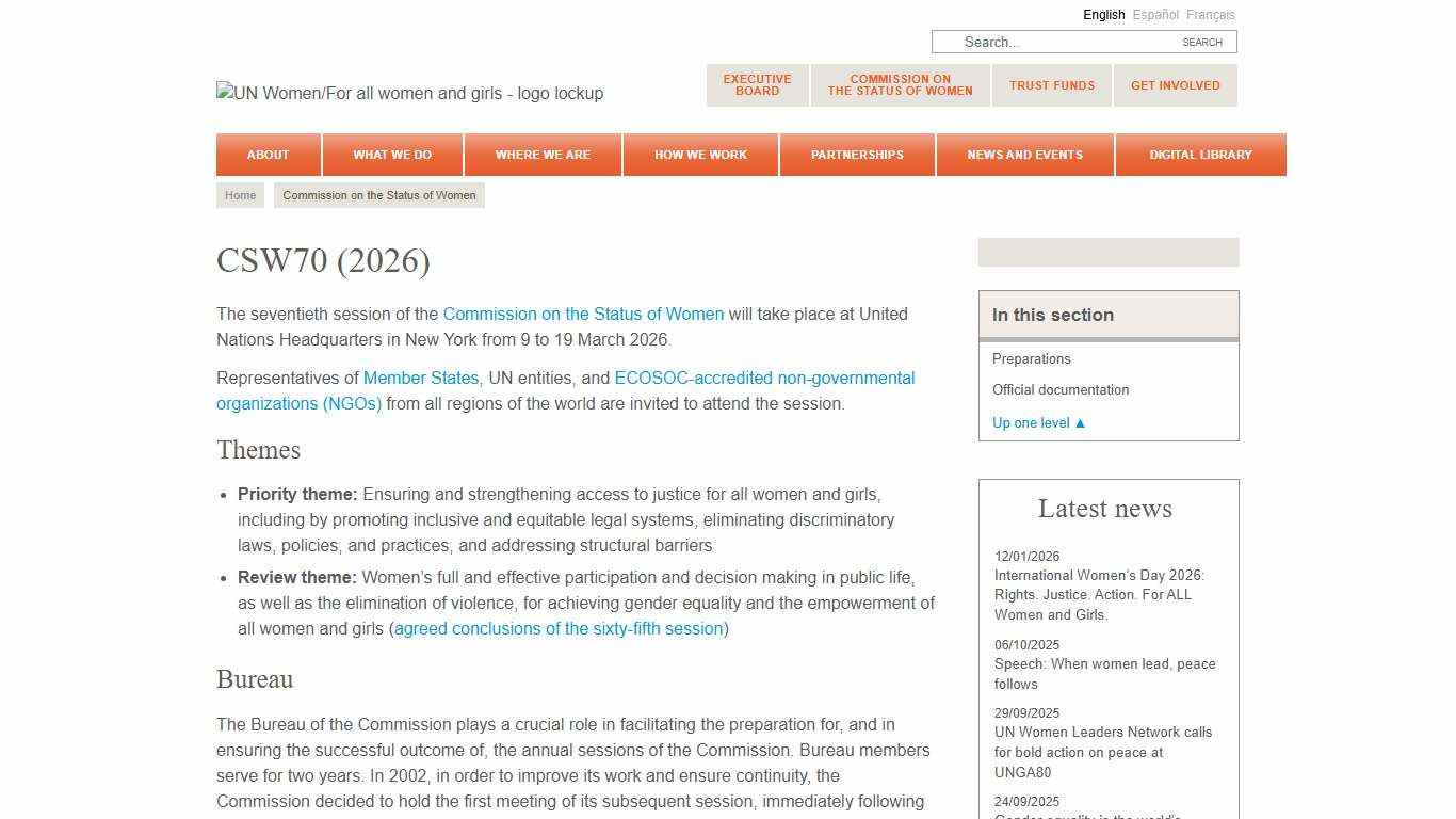 CSW70 (2026) UN Women – Headquarters